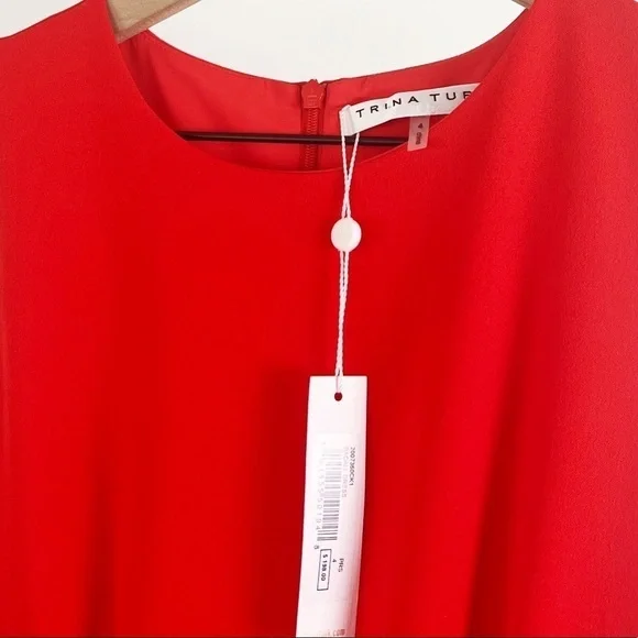 NWT Trina Turk Bacall Crepe Sleeveless Midi Fit & Flare Dress in Red - Picture 6 of 8